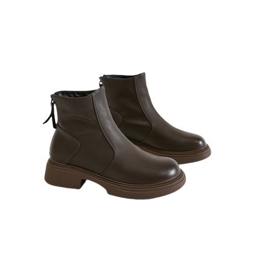 秋冬チェルシーブーツ女性ショートブーツ英倫ソフトレザーバックジッパー厚底マーチンブーツ