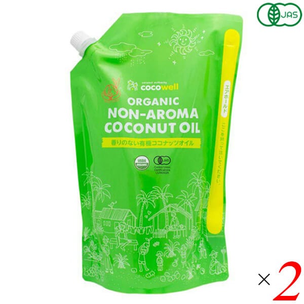ココウェル 香りのない有機プレミアムココナッツオイル 1840g（2000ml） 2本セット ココナッツオイル 無臭 オーガニック