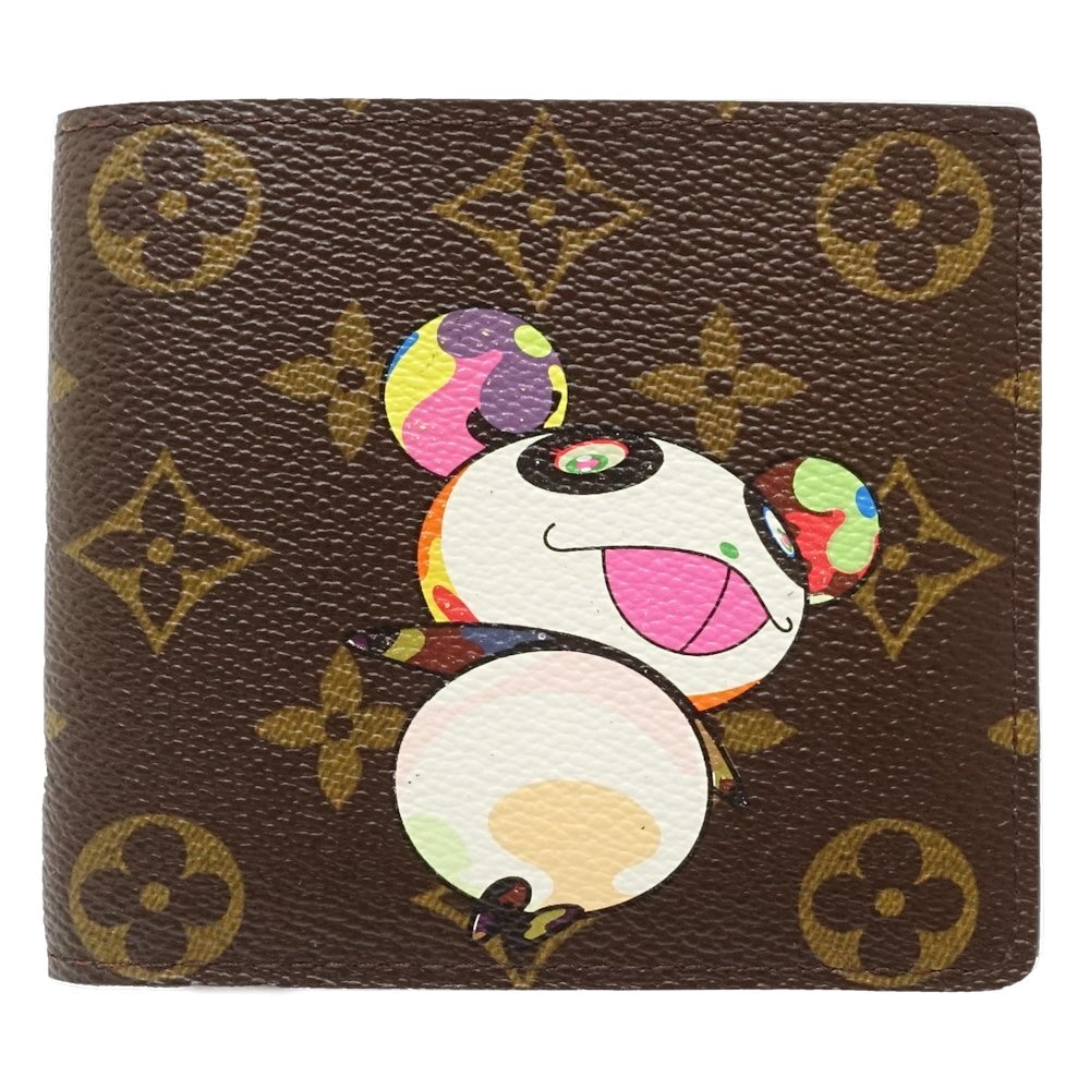 モノグラム ポルトフォイユ マルコ M61666 二つ折り財布 村上隆コラボ ブラウン/181494【中古】