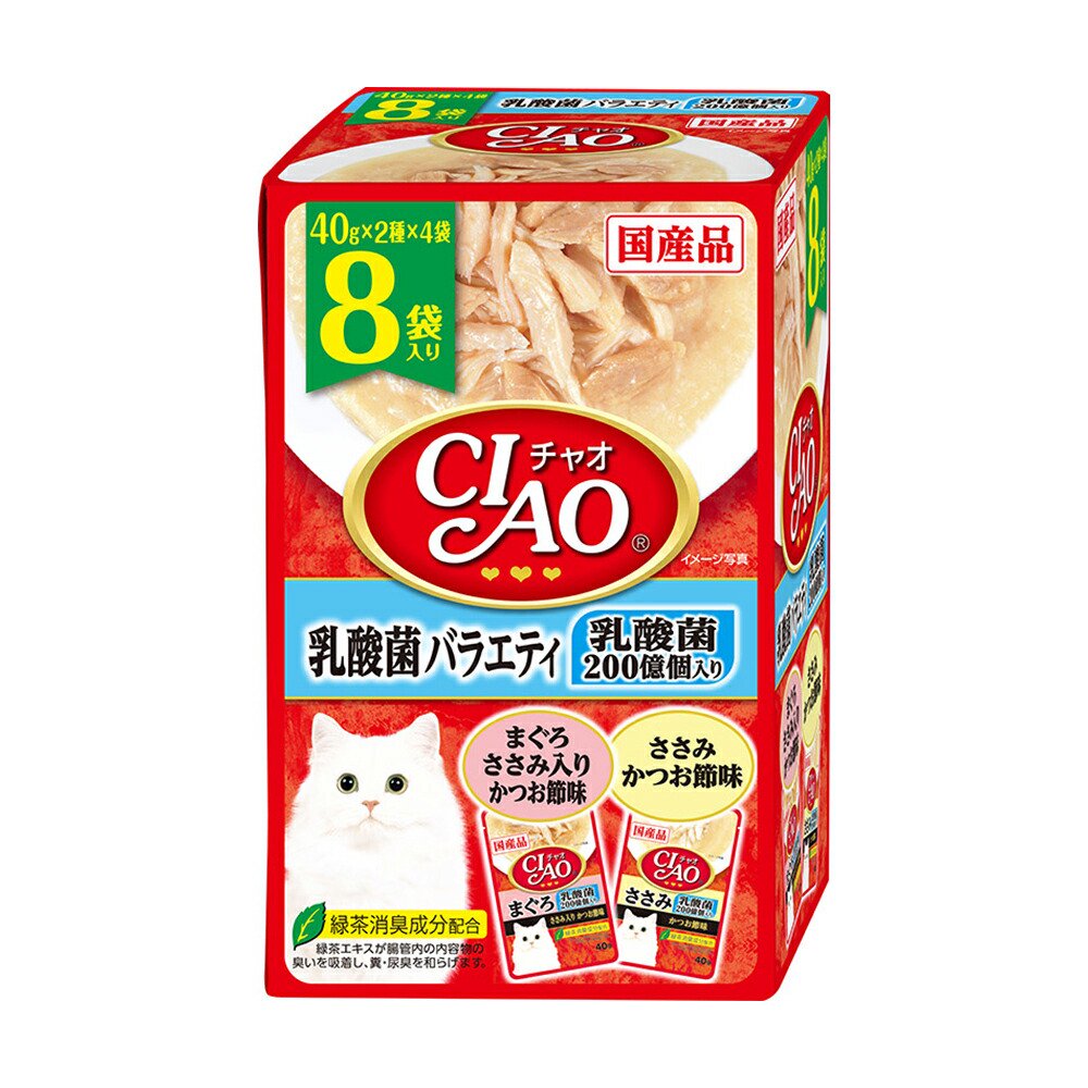 いなば　ＣＩＡＯ　チャオ　パウチ　８袋入り　乳酸菌バラエティ　４０ｇX８袋X１２個　ＣＲＣ35―20―20―10―40