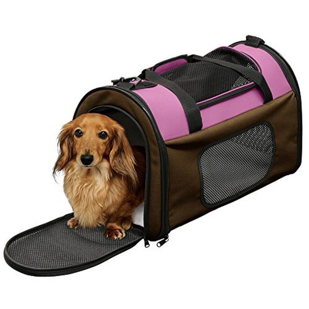 アイリスオーヤマ 折りたたみソフトキャリー ピンク Mサイズ POTC-500A　小型犬用 猫用 おでかけ 通院 ボストンバッグ