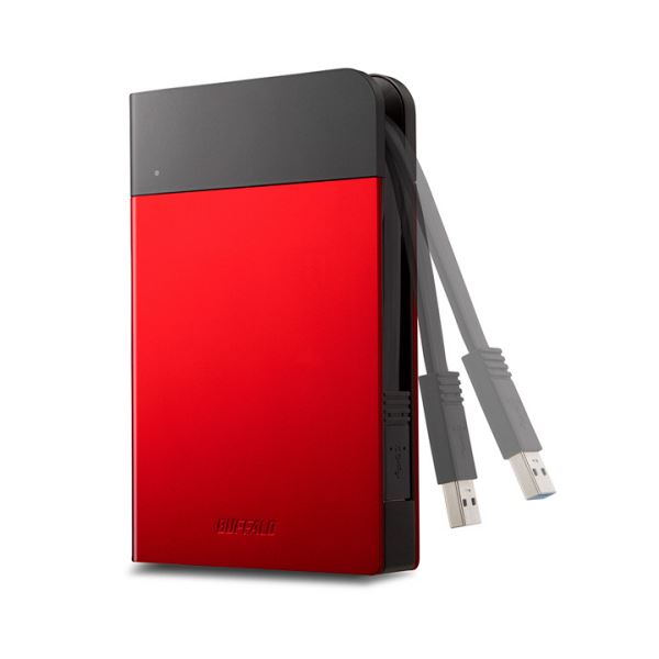 バッファローICカード対応MILスペック耐衝撃ボディー防滴・防塵ポータブルHDD 1TB レッド HD-PZN1.0U3-R1台