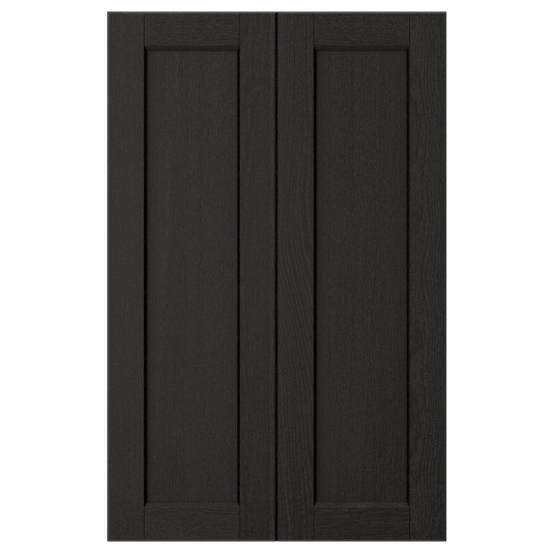 LERHYTTAN レルヒッタン 扉 コーナーベースキャビネット用 部品2個 - ブラックステイン 25x80 cm