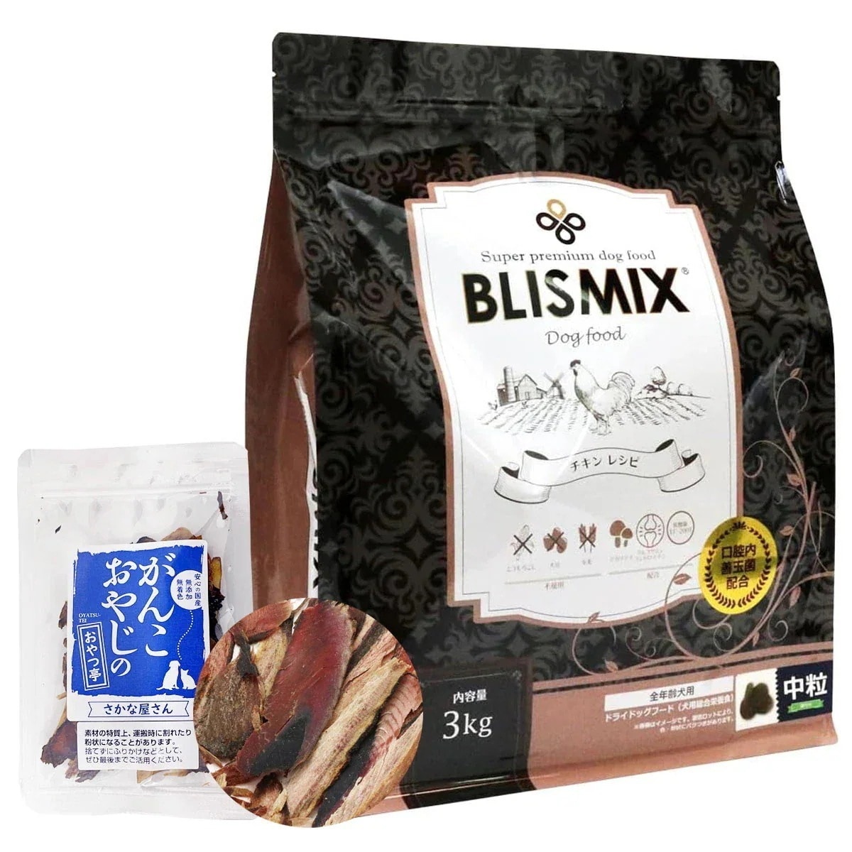 チキンレシピ 中粒 3kg【お試し国産お魚厚削り15g付き】