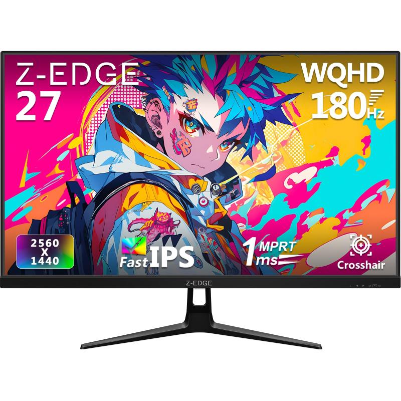 Z Z-Edge(ゼロエッジ) ゲーミングモニター 27 インチ WQHD (2560×1440) 高速 IPS パネル 応答速度 1ms DP1.4 最大 180Hz/HDMI2.0 最大 144H