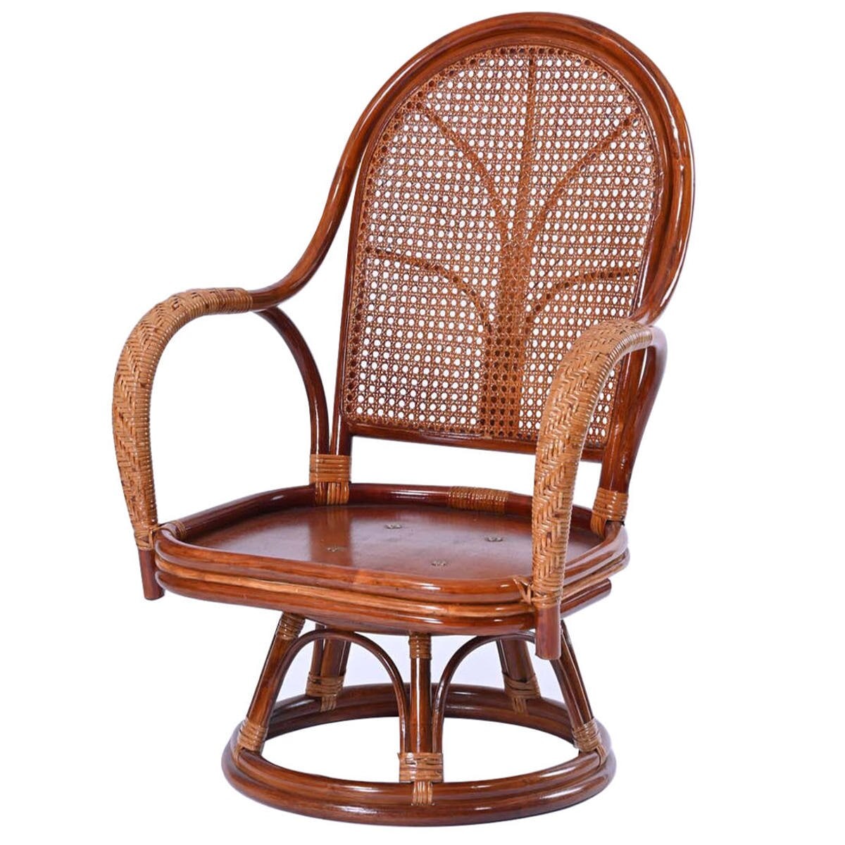 籐 回転チェア ハイバック クッション別売り 座面高28cm 16,117円