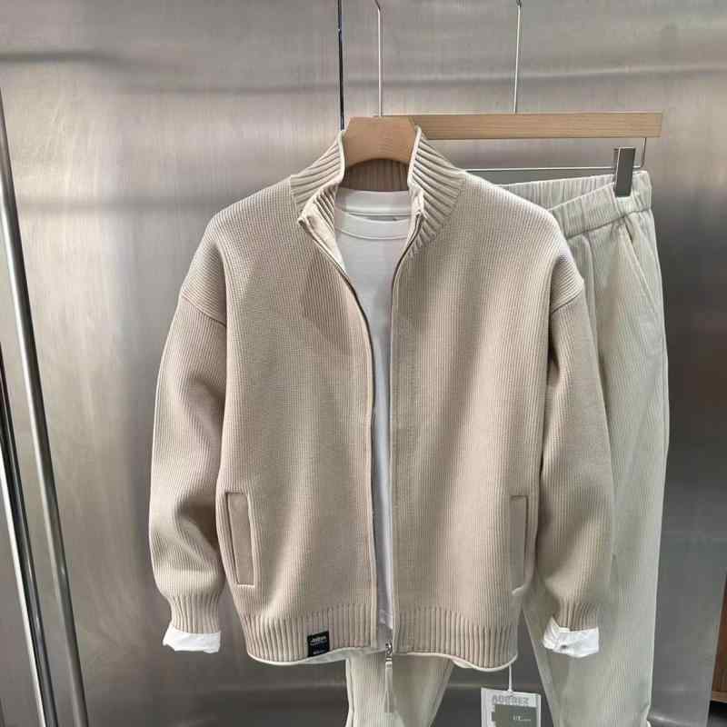 メンズ 服 シンプル ファッション オシャレ 大人 かっこいい 大きいサイズ ストリート 紳士服 ジップ ハーフ タートルネックセーター シンプル 無地 秋冬 ニットカーディガン コート セーター