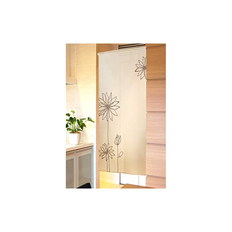 のれん ロング 170cm ラインフラワー (ベージュ)