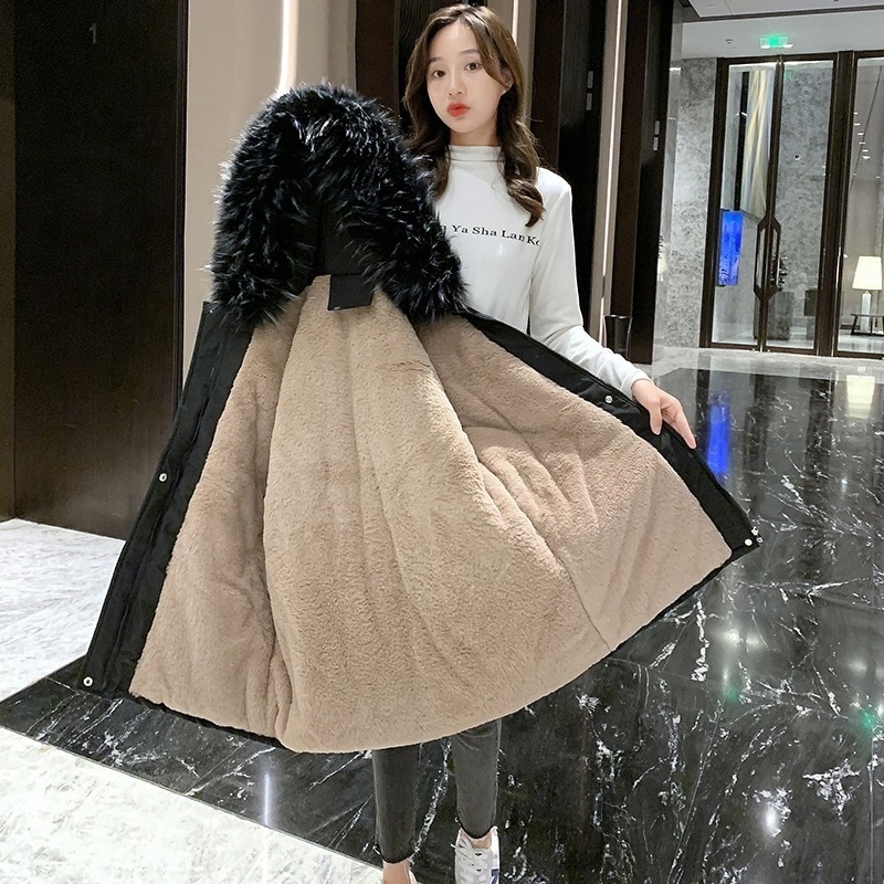 冬服 2021 新型 まねる 狐 毛襟 工服 女 ゆったり bf 派 克服 綿入れ 外套