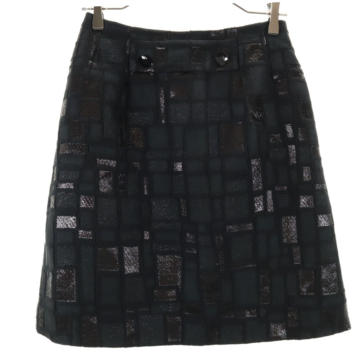 Rene ルネ 日本製 ウールブレンド ミディ丈 スカート 36 ブラック レディース 古着