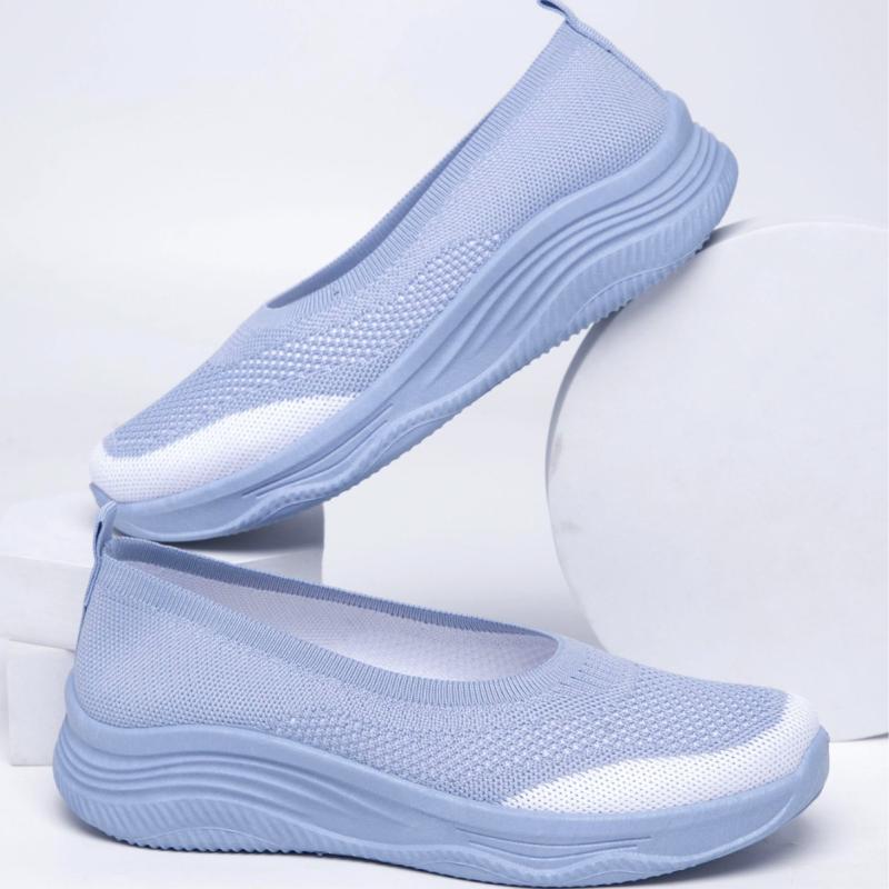 スリッポン レディース 女性用 浅履き 軽量 快適 ソフトクッション ママシューズ ナースシューズ マタニティ カジュアル ローヒール ラウンドトゥ ゴム底 布製アッパー 切り替え メッシュ 多色展開