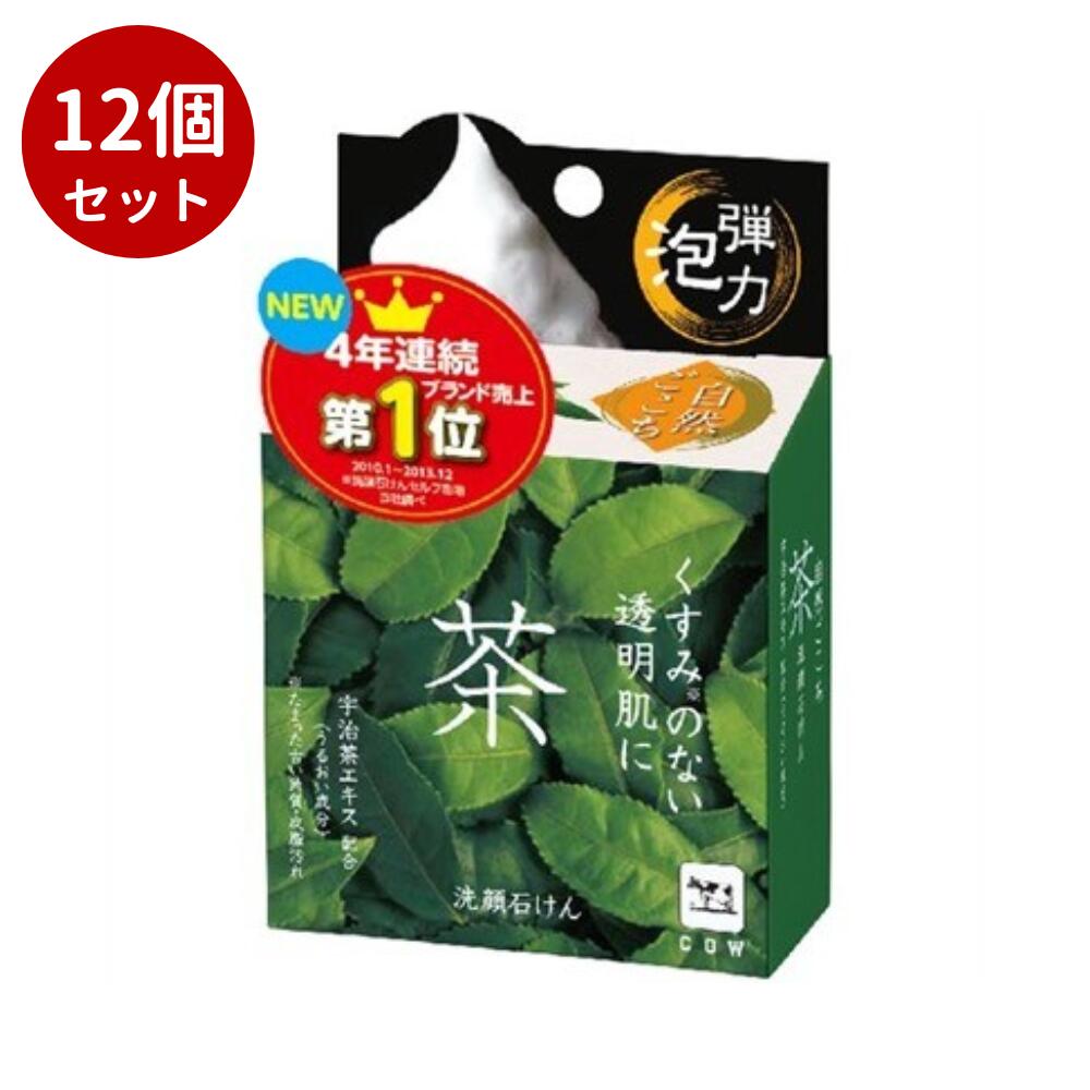 【12点セット】自然ごこち 茶 洗顔石けん 80g 【 洗顔クレンジング 】 もちもち 濃厚泡 ニキビ にきび 天然美肌成分配合 泡立てネット付き 洗顔 洗顔料 フェイスケア スキンケ