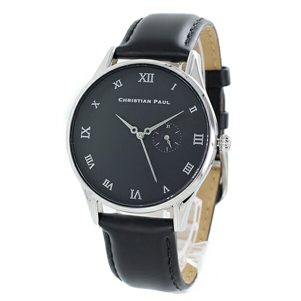 クリスチャンポール 腕時計 手表 誕生日 彼氏 彼女 女友達 男友達 メンズ レディース ローマ数字 黒文字盤 ブラック レザー ペアにもおすすめ 誕生日プレゼント ポイント消化 9,675円