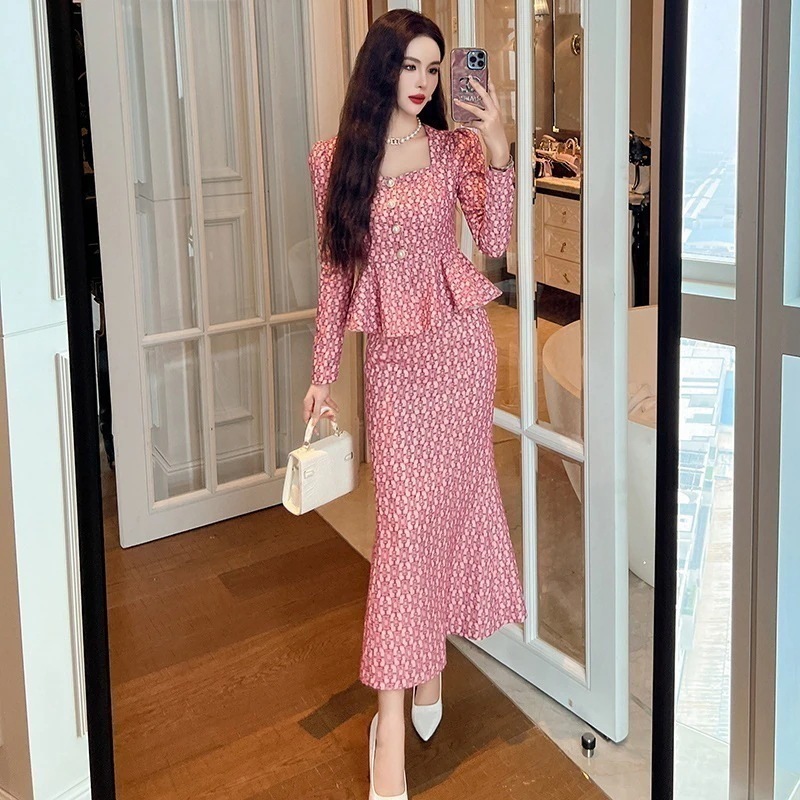 秋冬 セットアップ フリル マーメイド 上下セット パーティードレス キャバ 着痩せ 大人 同窓会 披露宴 卒業式 結婚式 演奏会 ウェディング 二次会30%までに制限