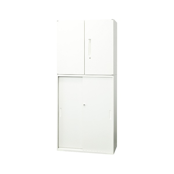 法人限定 Netforce EA-8040-2R3H2-W-WH ホワイト Easembly (イーセンブリー) 両開き書庫2段+引戸書庫3段セット スチール 幅800×奥行400 メーカー直送