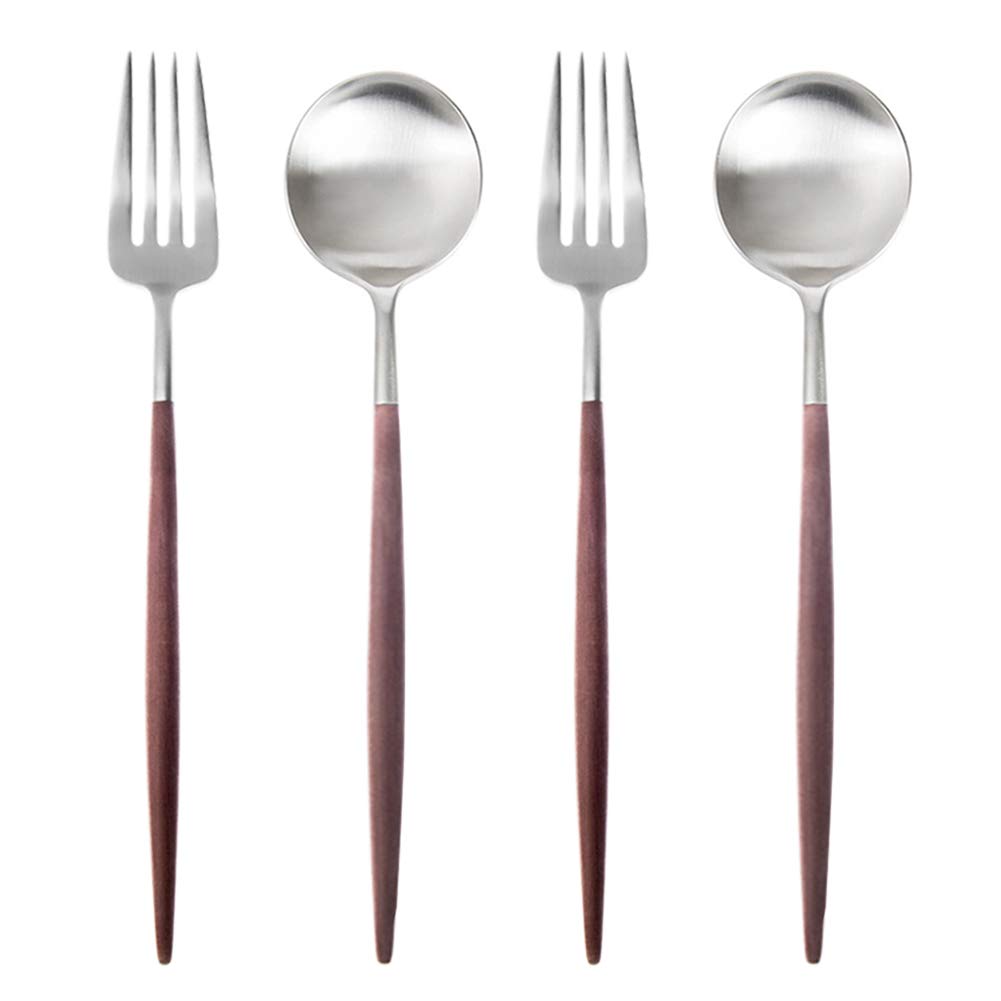 クチポール(Cutipol) GOA ブラウン マットシルバー ディナーフォーク スプーン 各2本 4点セット