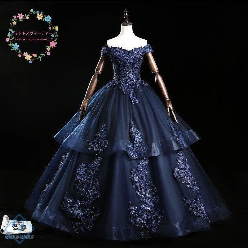 カラードレス ロングドレス 発表会 色変更可能 演奏会 コンサート 主役 ネイビー イブニングドレス