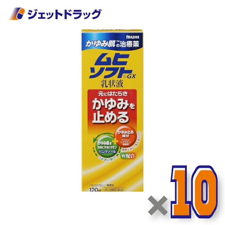 【第3類医薬品】かゆみ肌の治療薬 ムヒソフトGX乳状液 120mL ×10個 セルフメディケーション税制対象(かゆみ肌の治療薬)