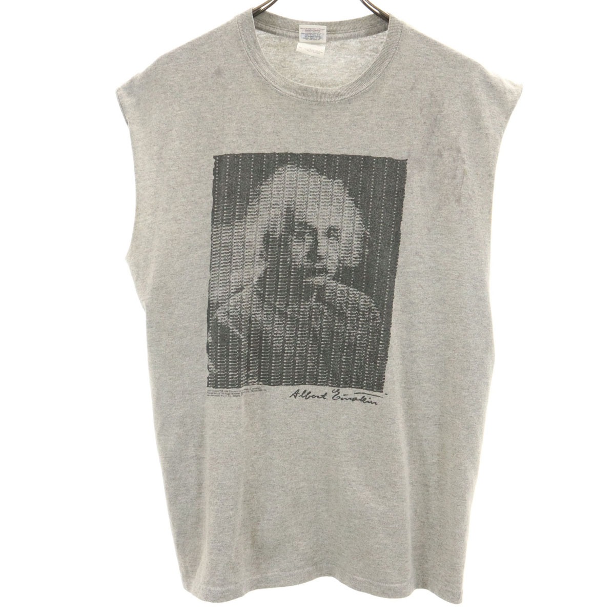 90s オールド アルベルト アインシュタイン ノースリーブ Tシャツ M グレー メンズ 古着