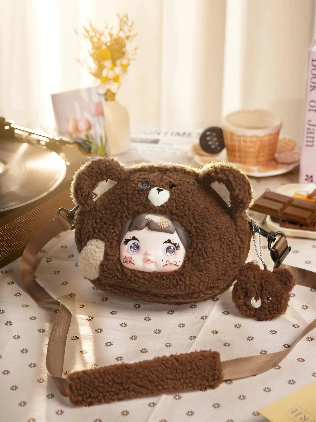 aubrey_artadi 【Nommi】大型収納バッグ 茶色クマ Nommi ノミちゃん 茶色クマ ぬいぐるみ バッグ ショルダーバッグ