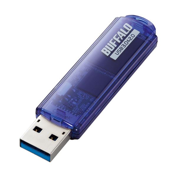 （まとめ）USB3.0対応USBメモリー スタンダードモデル 32GB ブルー 1個[x3]