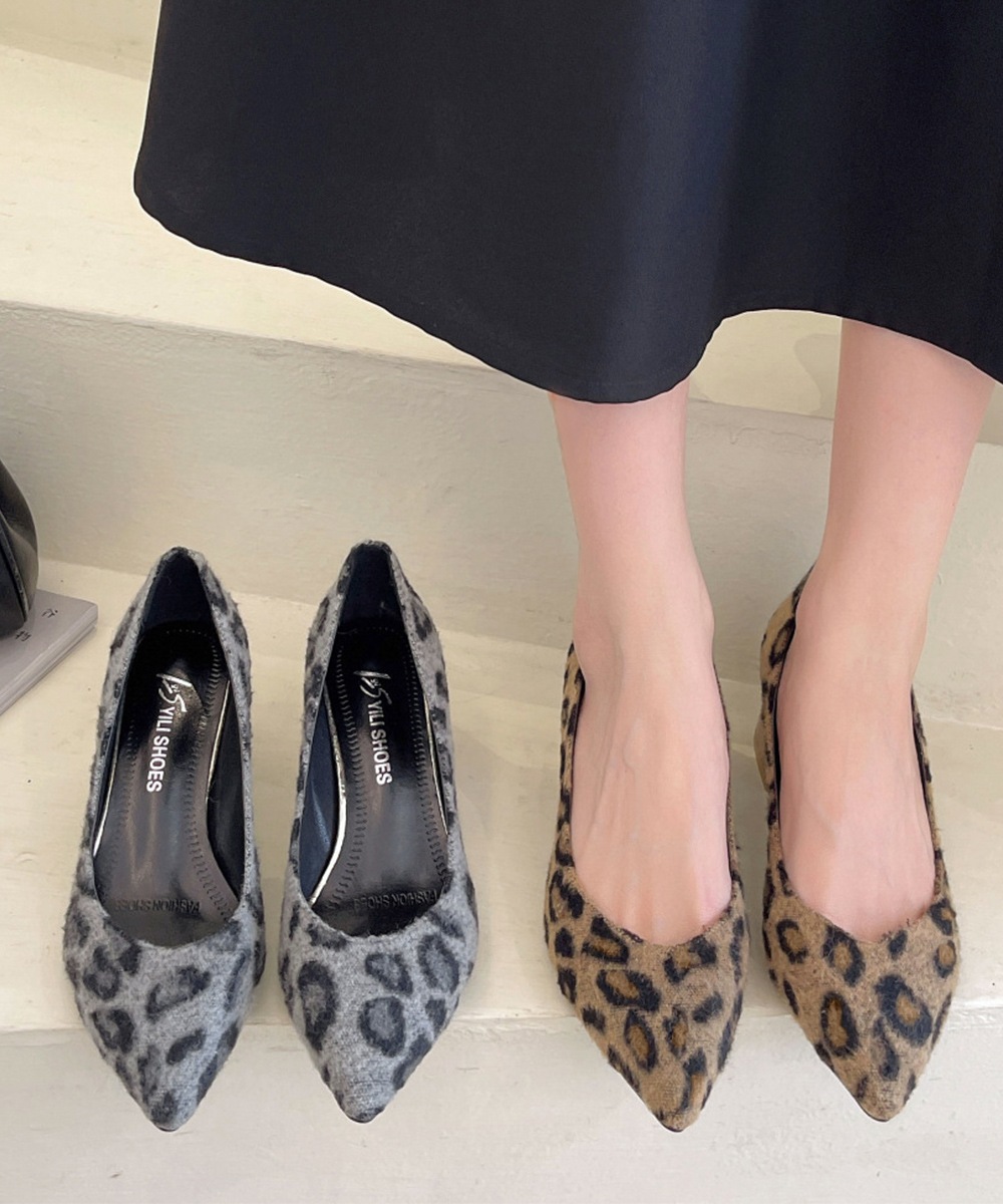 国内即納 走れるパンプス レオパード柄 太ヒール 99MOXC-193