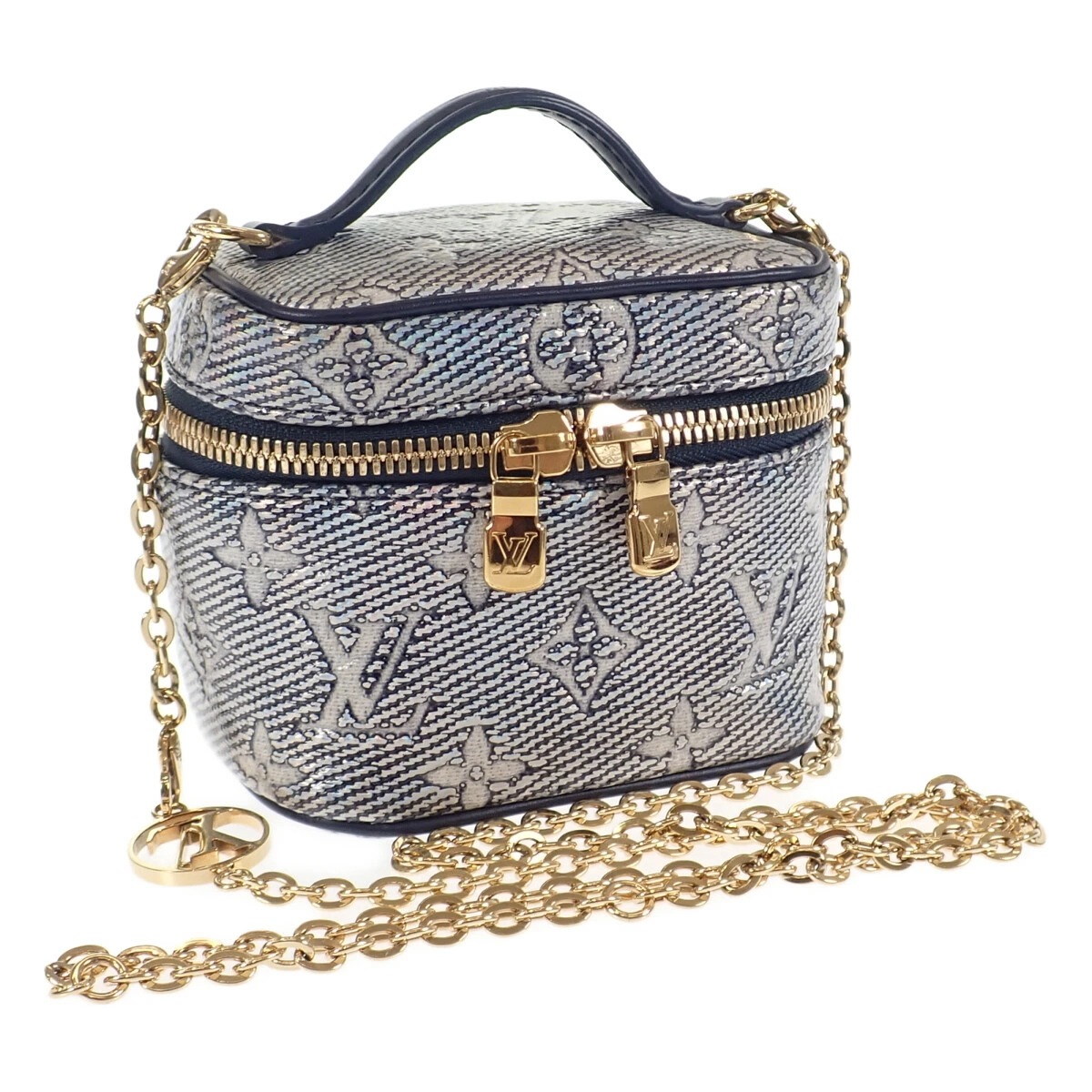 【Aランク】ミクロヴァニティ ショルダーバッグ バニティバッグ 2way M82467 モノグラム ネイビー レディース