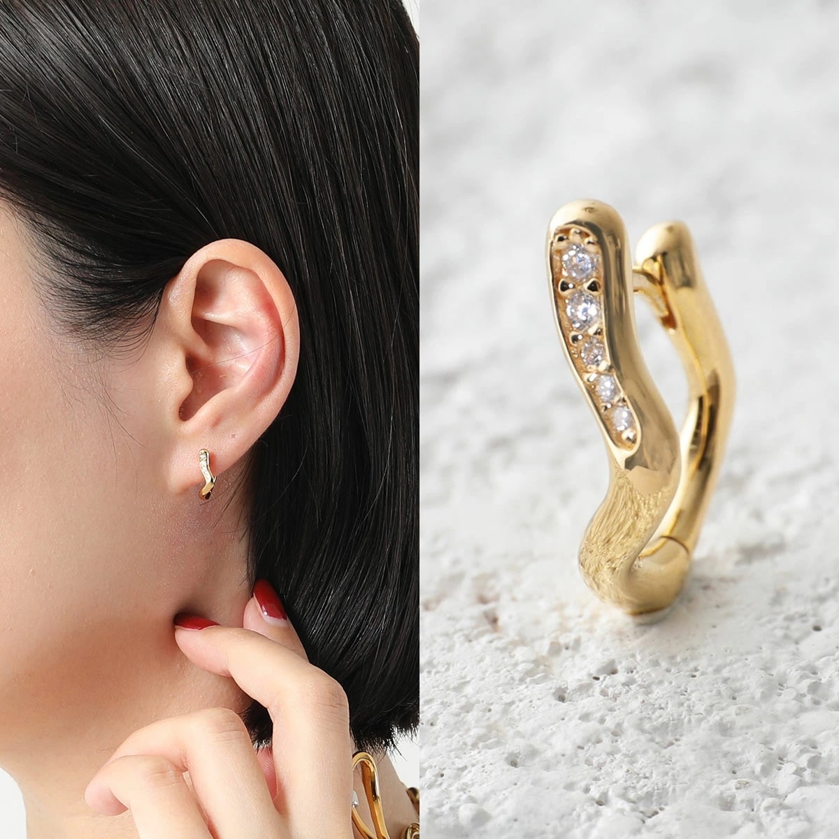 MARIA BLACK マリアブラック ピアス Yasmin 8 Huggie ヤスミン 8 ハギー 100999YG レディース 片耳販売 シルバー925 ジルコニア アクセサリー Gold-HP