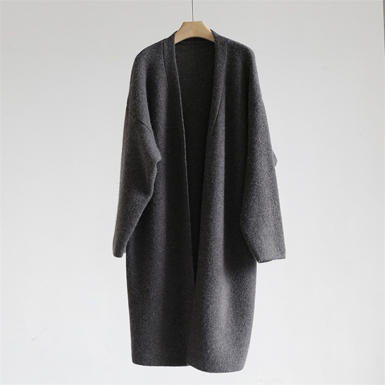 通勤する ニットトップス 厚手 ロング丈 長袖 エレガント 気質 中長セクション カーディガン コート