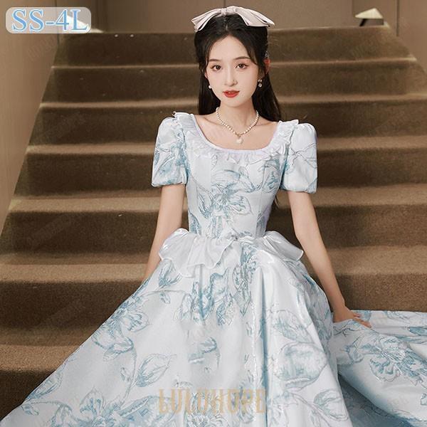 ドレス 大人 ピアノ発表会 ドレス 演奏会 結婚式 袖付き 大きいサイズ パーティードレス ロングドレス お呼ばれ 可愛い