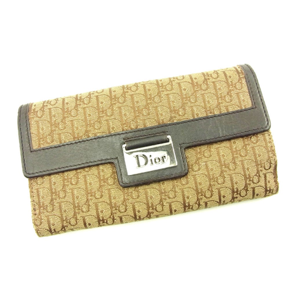 長財布 Ｗホック トロッター ブラウン ベージュ 中古