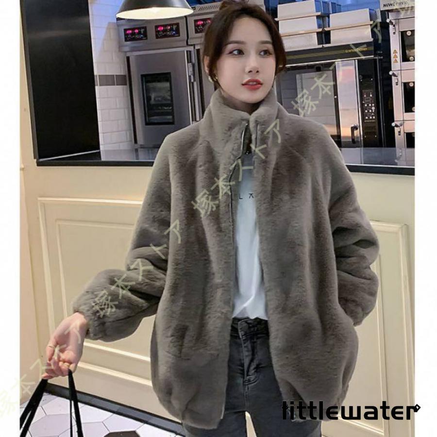 【FOOffpf】ファー パーカー レディース 冬アウター ファッション 大人可愛い ボアブルゾン フェイクファー ハイネック ふわふわ スタンドブルゾン 長袖 ボリューム袖
