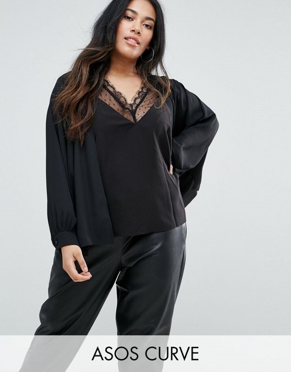 ASOS エイソス レディース 大きめサイズ ゆったりサイズ 送料無料 Black CURVE Batwing Kimono With Gathers