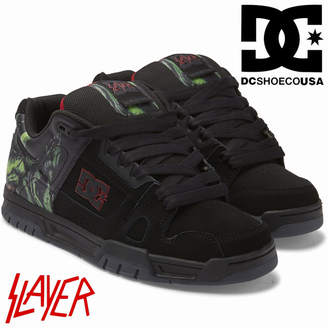 ディーシーシューズ DC SHOES メンズ スニーカー DM236107 スレイヤー スタッグ SLAYER コラボモデル ローカット カジュアルシューズ XKGK ブラック/グリーン/ブラック 黒