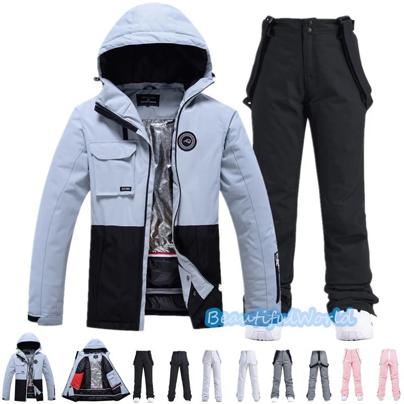 スノーボードウェア上下セットスキーウェアメンズレディースセットアップ男女兼用スノボウェアスノーボードジャケットパンツ撥水防風保温雪遊び暖かいH