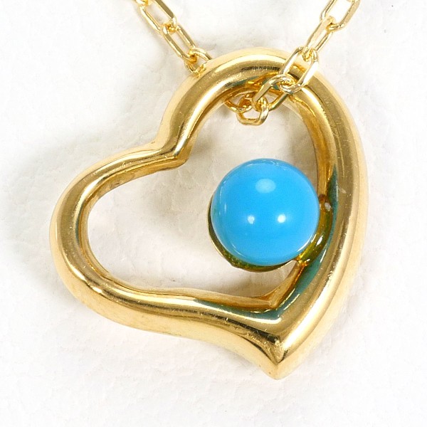 K18 18金 YG イエローゴールド ネックレス ターコイズ 約40cm ジュエリー 中古