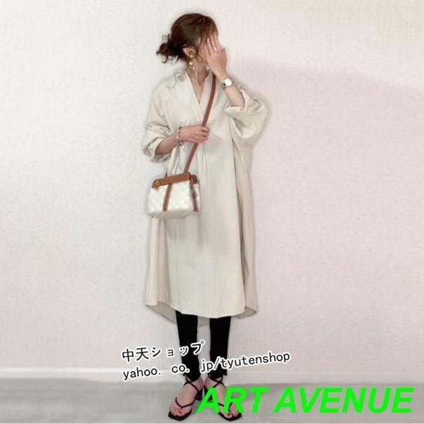 シャツワンピース 春ワンピース レディース 長袖ワンピース 2way おしゃれ 無地 ミモレワンピース 不規則 韓国風 カジュアルワンピース お出かけ 通勤