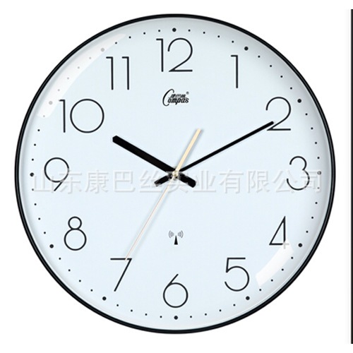 combas 掛け時計 リビング 家庭用 掛け時計 ライト ナローエッジ 電波 エレガント ブラックシェル シンプル 14インチ 2726