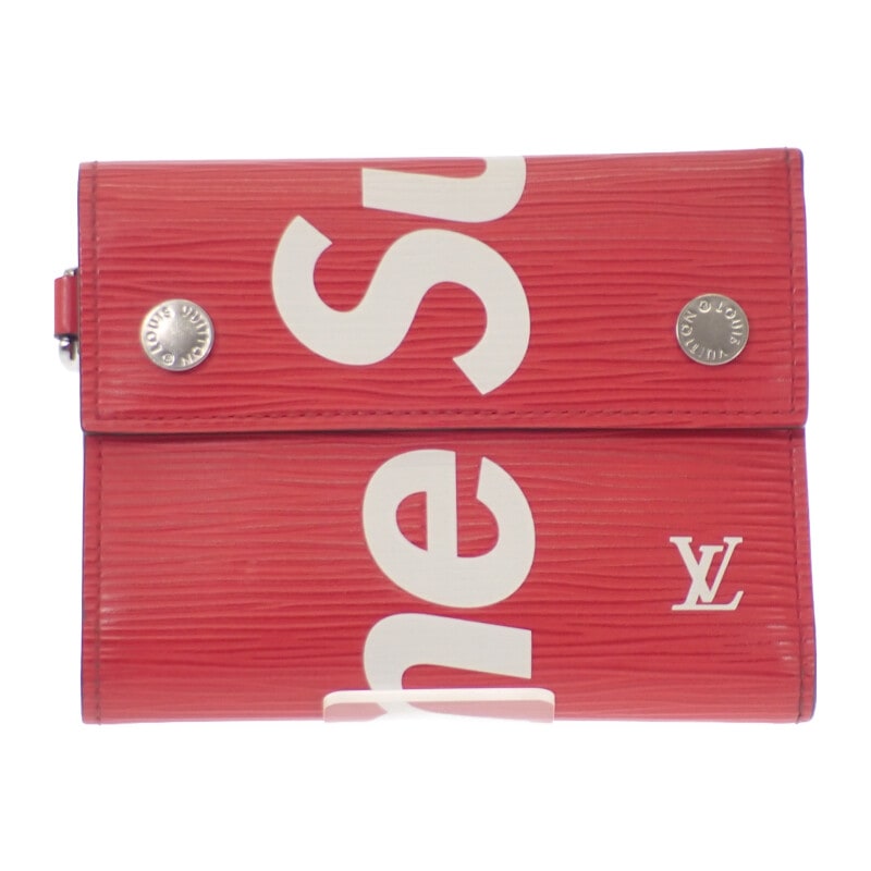 Supreme チェーンコンパクトウォレット M67755 エピ 二つ折り財布 レッド メンズ【ABランク】