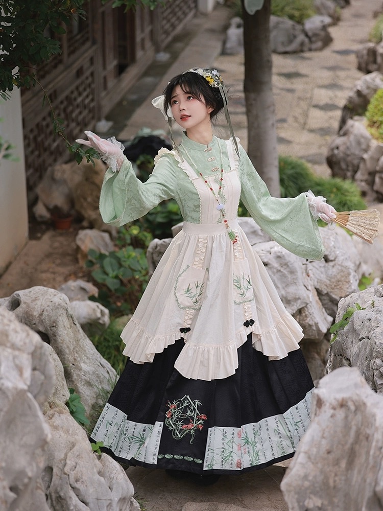 新作高質オリジナル中華風ロリータワンピースセットアップコスプレエプロンとアクセサリー付き