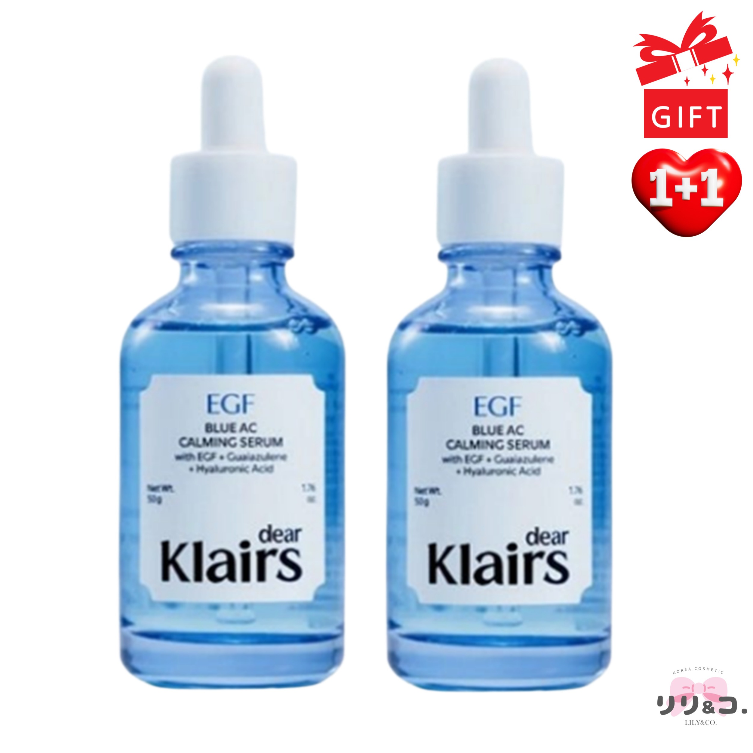 [オリーブヤング人気 1+1] EGF ブルー アクネ 鎮静美容液 50ml+50ml 計100ml ニキビケア ニキビ跡 色素沈着 鎮静 低刺激 韓国コスメ スキンケア セラム ブルーライン