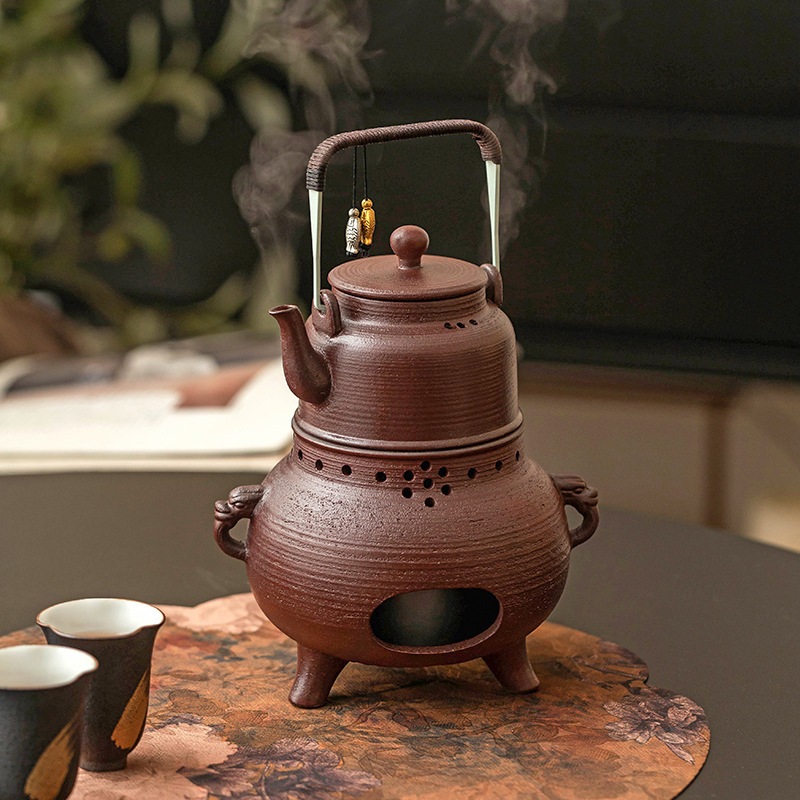 石器の赤土茶抽出セット温かい茶ストーブ温かい茶ストーブレトロなティーポット加熱ベースアルコールストーブカーボンストーブ 8,349円