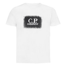 シーピーカンパニーシーピーカンパニー CPカンパニー コントラスト ラベル ロゴ Tシャツ ホワイト / 12CMTS042A-005100W-WHITE