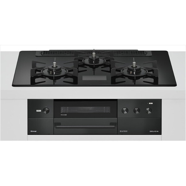 RHS71W38M17VCBW-13A クリスタルブラック DELICIA ビルトインガスコンロ(都市ガス用・両側強火タイプ・3口・75cm)