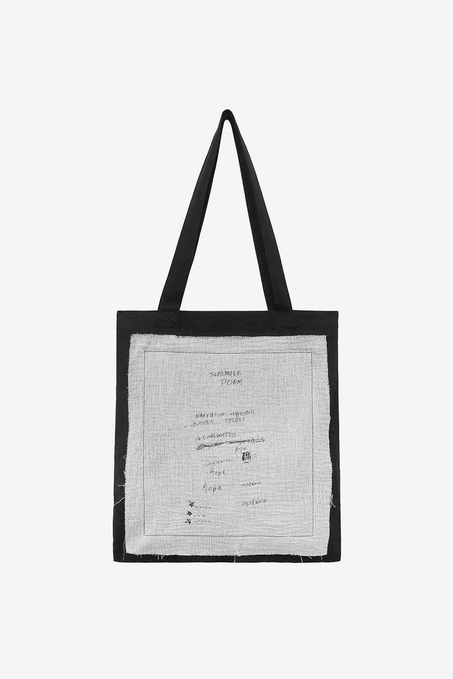 【INSILENCE】 SKETCH APPLIQUE COTTON BAG : BLACK