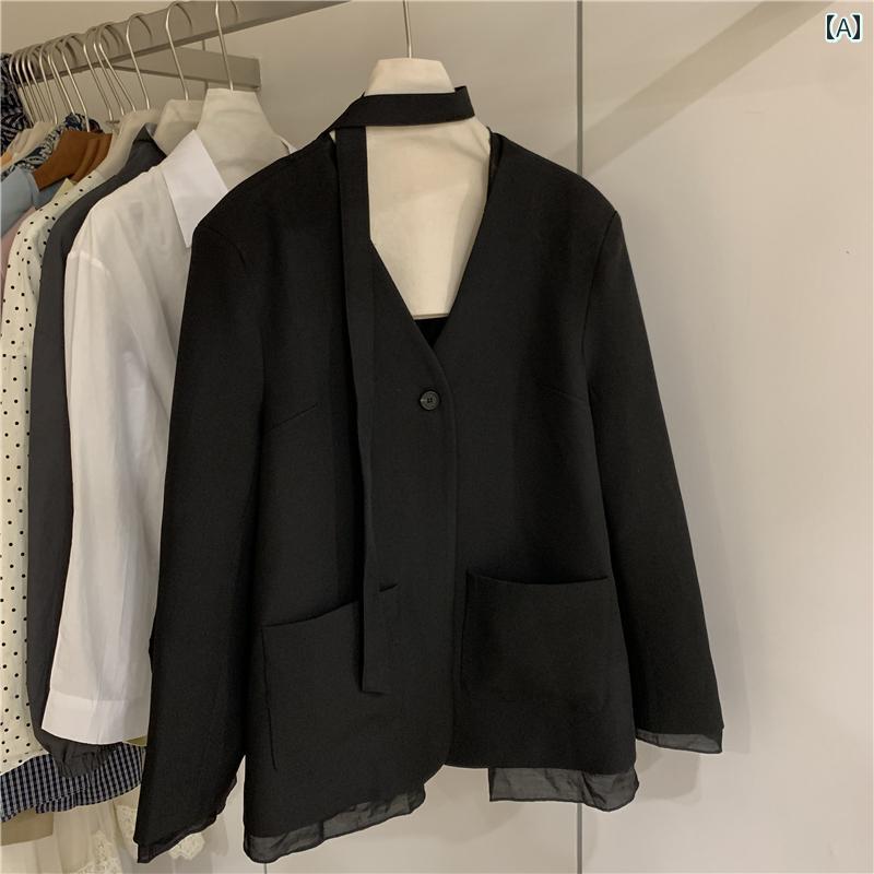 スーツ　ジャケット　カジュアル 女性用 ブラック スーツ ジャケット 2025 春 韓国 カジュアル 小柄