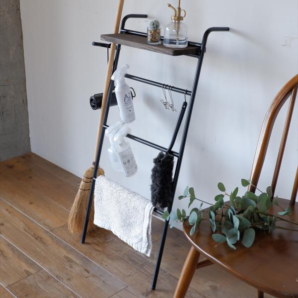 ラダーラック ハンガーラック 壁掛け 立て掛け おしゃれ シンプル 北欧 スタイリッシュ スリム 小物置き 天板 ラック お洒落 リビング