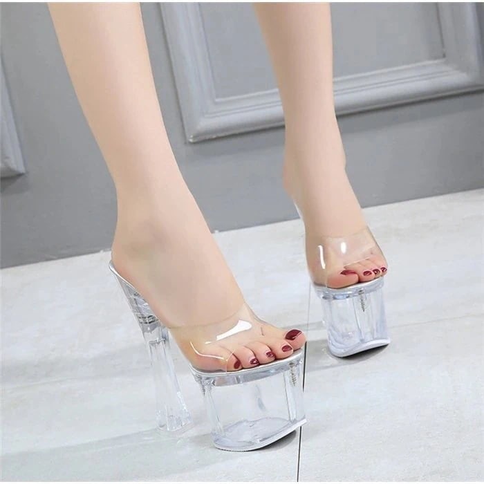 サンダル キャバ 靴 cmヒール キャバクラ キャバ嬢 ミュール　超厚底サンダル　透明　エレガン