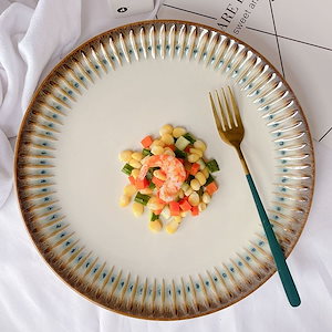 ヨーロッパ式レリーフ洋食皿レトロ大皿ins高颜値新型軽贅沢ステーキパスタ商用皿微瑕