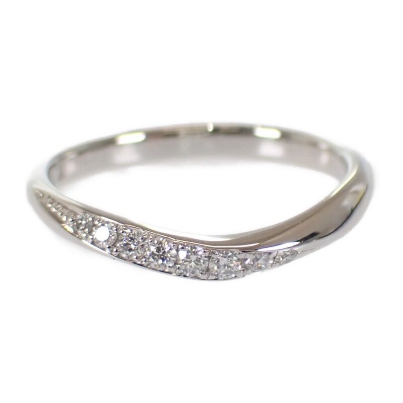 【中古】 デザイン ジュエリー リング Pt950 プラチナ 8号 ダイヤモンド0.09ct シンプル 華奢 上品 指輪 美品 レディース ギフト【Aランク】